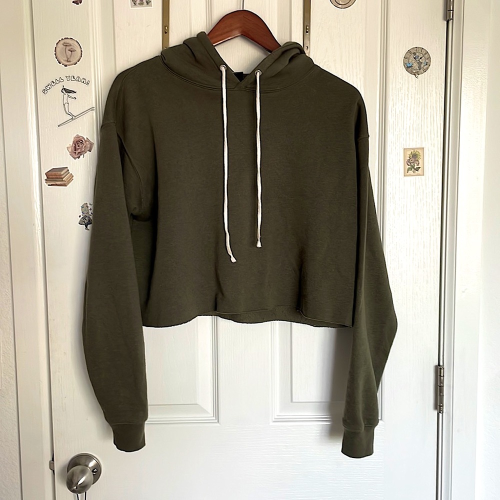 Wild Fable Cropped Green Hoodie